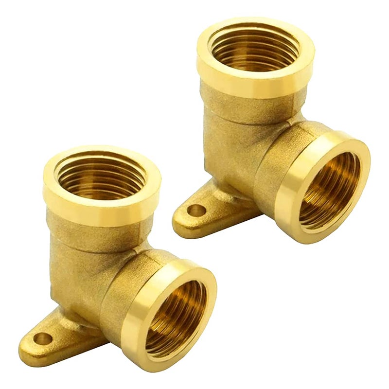 Joywayus Brass 1/2" Female x 1/2" Female 90 Degree Elbow Can Fixed Water Pipe Connector Plumbing with Base Plate - Image 1
